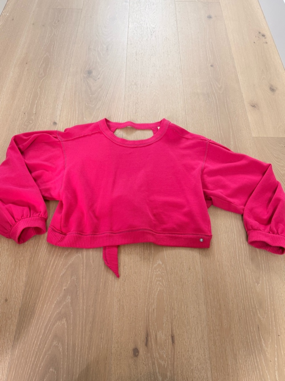 Anthropologie Pilcro Hot Pink Cropped Sweatshirt with open back, size XS